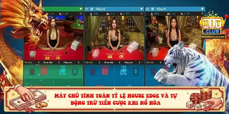 Máy chủ tính toán tỷ lệ House Edge và tự động trừ tiền cược khi nổ Hòa Máy chủ tính toán tỷ lệ House Edge và tự động trừ tiền cược khi nổ Hòa
