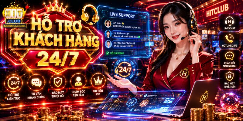 HITCLUB hỗ trợ khách hàng 24/7