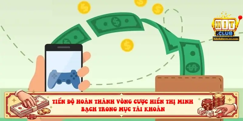Tiến độ hoàn thành vòng cược hiển thị minh bạch trong mục tài khoản